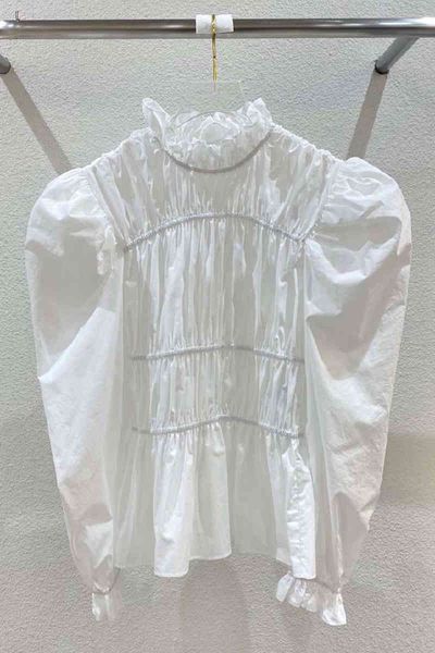 spring new fashion design puff sleeve sweet pleated stand full solid shirt women 210421, White
spring new fashion design puff sleeve sweet pleated stand full solid shirt women 210421, White