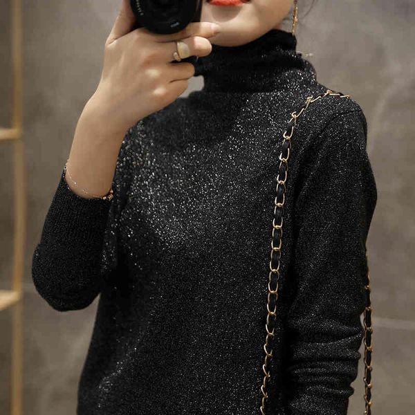 women's high neck sweater, long sved pullover, all-round combination, highlight of shirt internal thread, novelty in autumn and winter,, White;black
women's high neck sweater, long sved pullover, all-round combination, highlight of shirt internal thread, novelty in autumn and winter,, White;black