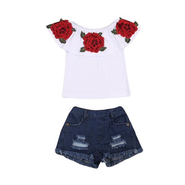 summer toddler baby kids clothes girls floral print sleeveless ruffle round neck pullover t-shirts denim hole pants outfits clothing sets, White
summer toddler baby kids clothes girls floral print sleeveless ruffle round neck pullover t-shirts denim hole pants outfits clothing sets, White