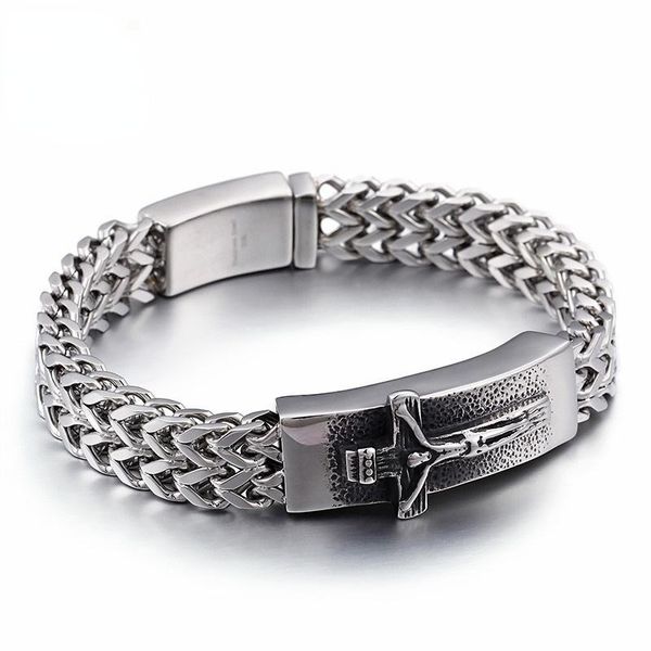 link, chain haolynjoy classic christian jesus cross charm bracelets for men stainless steel mesh link bracelet armband prayer jewelry, Black
link, chain haolynjoy classic christian jesus cross charm bracelets for men stainless steel mesh link bracelet armband prayer jewelry, Black