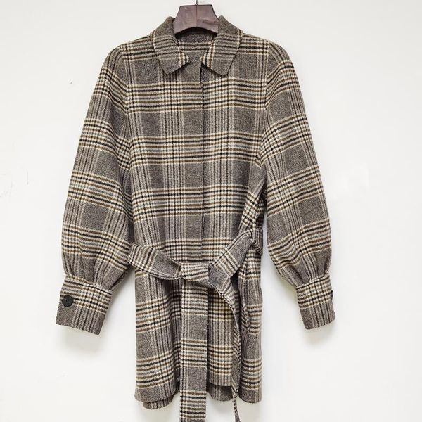 women's wool & blends 2021 autumn lapel hit color coat round neck dark button plaid women clothing, Black
women's wool & blends 2021 autumn lapel hit color coat round neck dark button plaid women clothing, Black