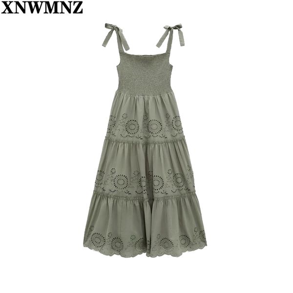 women lace up shoulder strap elastic bust cutwork embroidery ruffled long dress women's green casual summer dresses 210520, Black;gray
women lace up shoulder strap elastic bust cutwork embroidery ruffled long dress women's green casual summer dresses 210520, Black;gray