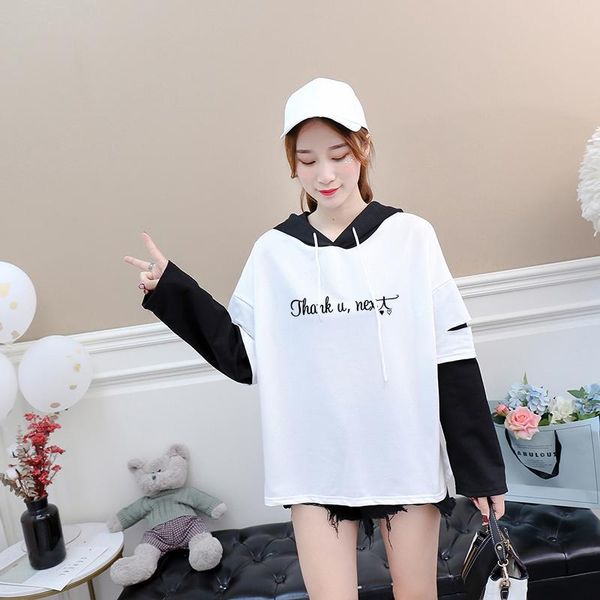 women's hoodies & sweatshirts quality fashion letter hoodie women thank you next printed fake two pieces patchwork hip hop loose female, Black
women's hoodies & sweatshirts quality fashion letter hoodie women thank you next printed fake two pieces patchwork hip hop loose female, Black
