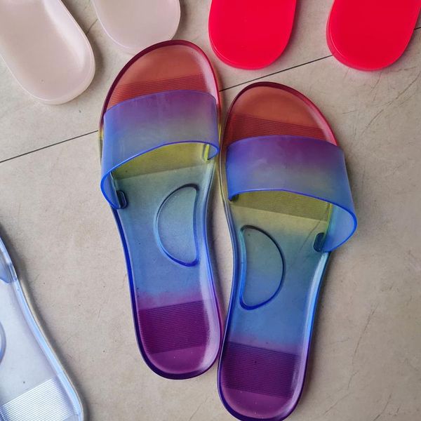 slippers ladies transparent candy color fluorescent crystal flat sandals open toe pvc women, Black
slippers ladies transparent candy color fluorescent crystal flat sandals open toe pvc women, Black