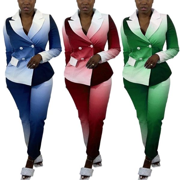 women's two piece pants autumn and winter ladies fashion style color gradient long-sleeve plus size casual temperament suit, White
women's two piece pants autumn and winter ladies fashion style color gradient long-sleeve plus size casual temperament suit, White