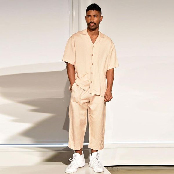 men's suits & blazers relaxed and easy summer style no perm cuban collar pajama shirt silk face light short sleeve set, White;black
men's suits & blazers relaxed and easy summer style no perm cuban collar pajama shirt silk face light short sleeve set, White;black