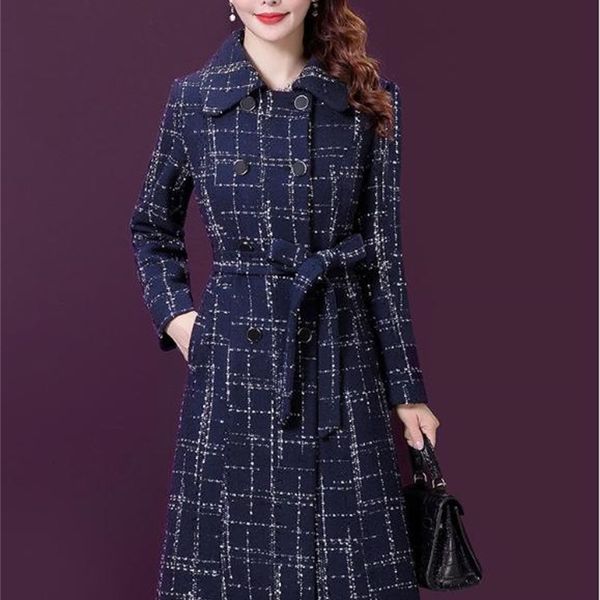 women's wool & blends plus size long coat women winter plaid elegant fashion vintage korean cashmere s2zb, Black
women's wool & blends plus size long coat women winter plaid elegant fashion vintage korean cashmere s2zb, Black