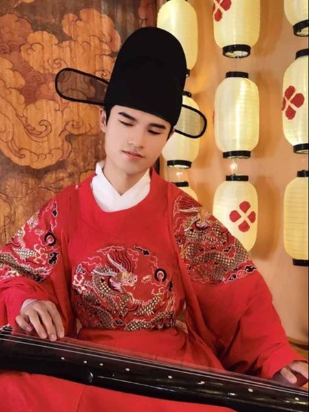 wide brim hats ancient chinese official hat hanfu men's black gauze wool ming dynasty for men, Blue;gray
wide brim hats ancient chinese official hat hanfu men's black gauze wool ming dynasty for men, Blue;gray