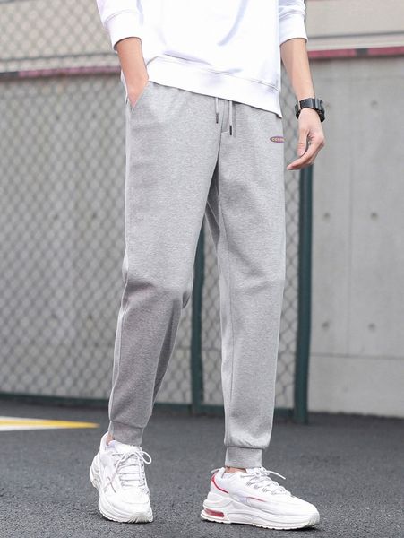 men letter graphic tie waist sweatpants l1yo#, Black