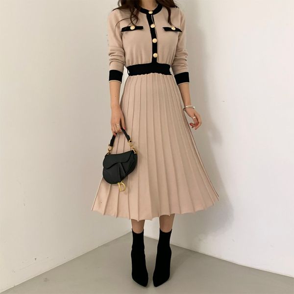 dresses croysier winter women elegant office lady contrast trim button midi pleated woman long sleeve knitted sweater, Black;gray
dresses croysier winter women elegant office lady contrast trim button midi pleated woman long sleeve knitted sweater, Black;gray