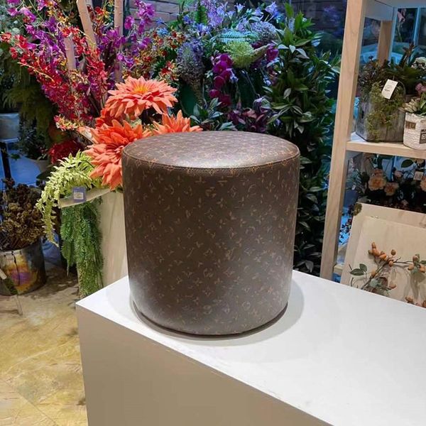 household sundries luxury classic seat pu design letter pattern stool christmas gift