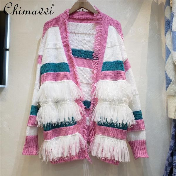 women's knits & tees fall 2021 lace patchwork stripes loose all-matching sweater cardigan women cute knitted for lady, White
women's knits & tees fall 2021 lace patchwork stripes loose all-matching sweater cardigan women cute knitted for lady, White