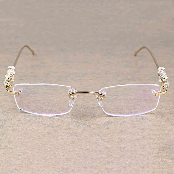 2022 factory wholesale vintage leopard rimless clear stone transparent frame luxury eyewear men accessories oculos eyeglasses 6384, White;black
2022 factory wholesale vintage leopard rimless clear stone transparent frame luxury eyewear men accessories oculos eyeglasses 6384, White;black