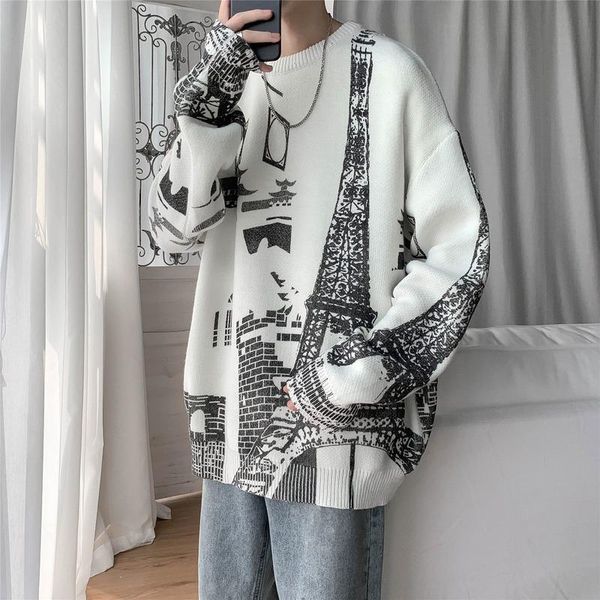 men's sweaters black/white/gray autumn winter fashion print knitted men clothes 2021 o-neck loose casual pullovers plus size 5xl, White;black
men's sweaters black/white/gray autumn winter fashion print knitted men clothes 2021 o-neck loose casual pullovers plus size 5xl, White;black