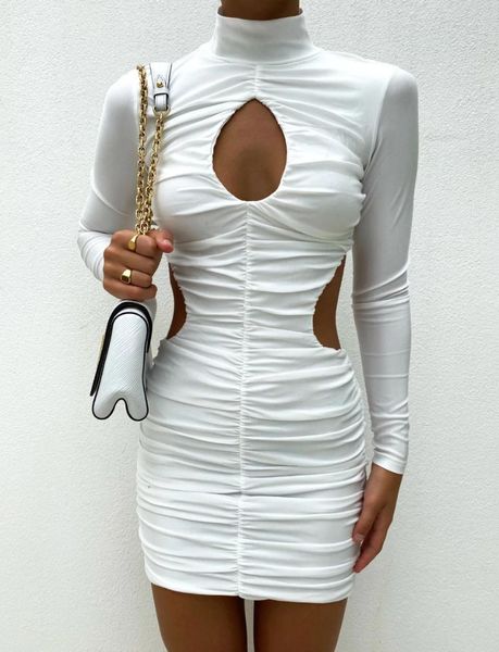 casual dresses 2021 summer women fashion white hollow out turtleneck full sleeve mini bandage dress celebrity evening party vi, Black;gray
casual dresses 2021 summer women fashion white hollow out turtleneck full sleeve mini bandage dress celebrity evening party vi, Black;gray
