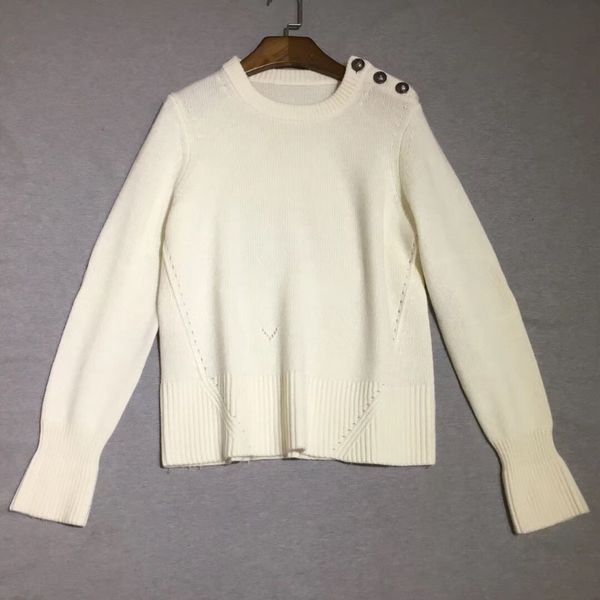 women's sweaters cream cashmire knits round neck should metal buttons long sleeves flared cuffs fashion sweater xx6v, White;black
women's sweaters cream cashmire knits round neck should metal buttons long sleeves flared cuffs fashion sweater xx6v, White;black
