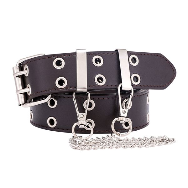 trendy new style 2021 womens solid color belt double hole womens leather belt pants womens chain decoration fashion belt#p30, Black;brown
trendy new style 2021 womens solid color belt double hole womens leather belt pants womens chain decoration fashion belt#p30, Black;brown