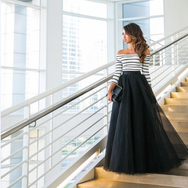 casual dresses women tulle mesh dress full length vestidos stipes off the shoulder elastic high waist 3 layers pleated maxi long, Black;gray
casual dresses women tulle mesh dress full length vestidos stipes off the shoulder elastic high waist 3 layers pleated maxi long, Black;gray