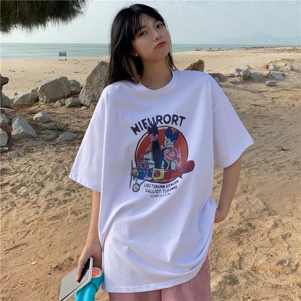 women's t-shirt preppy style cartoon white short-sleeved for women ins super loose korean versatile mid-length 2021
women's t-shirt preppy style cartoon white short-sleeved for women ins super loose korean versatile mid-length 2021
