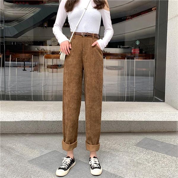 women's pants & capris luck a 2021 casual elastic high waist sashes women corduroy female trousers spring wide leg loose, Black;white
women's pants & capris luck a 2021 casual elastic high waist sashes women corduroy female trousers spring wide leg loose, Black;white