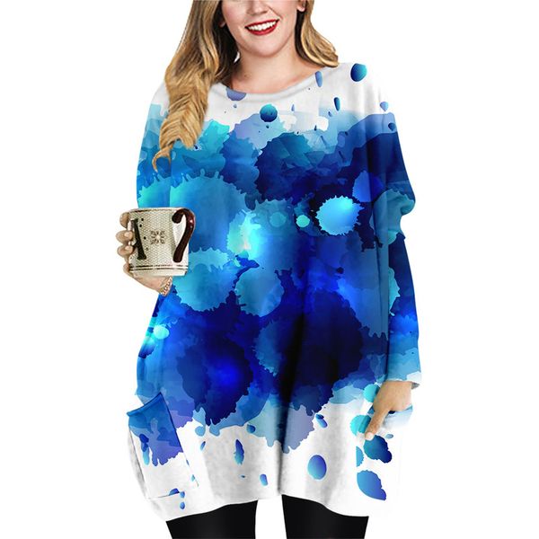 Spring and autumn graffiti pattern long pocket T-shirt plus size female element round neck dress, Black;gray
Spring and autumn graffiti pattern long pocket T-shirt plus size female element round neck dress, Black;gray