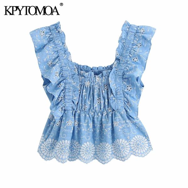 kpytomoa women 2021 sweet fashion cutwork embroidery cropped blouses vintage back elastic ruffled female shirts blusas chic, White
kpytomoa women 2021 sweet fashion cutwork embroidery cropped blouses vintage back elastic ruffled female shirts blusas chic, White
