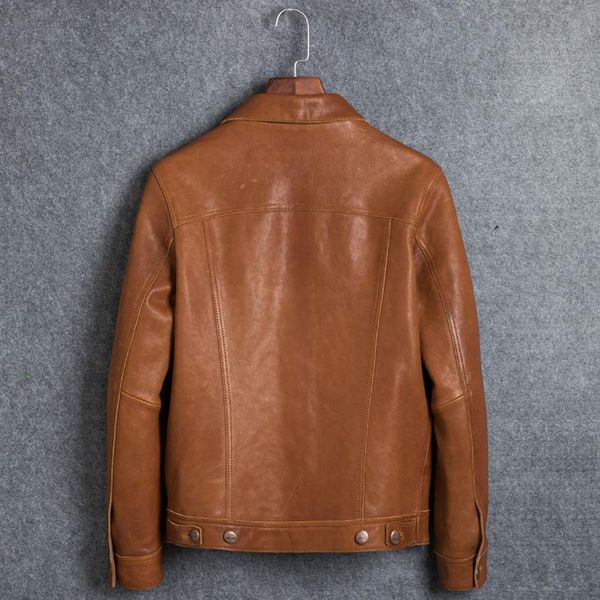 men's leather & faux 2021 genuine jacket men vintage short sheepskin jackets and coats cuero genuino 0606 kj2448, Black
men's leather & faux 2021 genuine jacket men vintage short sheepskin jackets and coats cuero genuino 0606 kj2448, Black