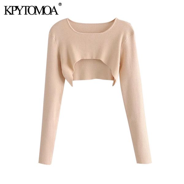 women fashion asymmetric cropped knitted sweater vintage o neck long sleeve female pullovers chic 210416, White;black
women fashion asymmetric cropped knitted sweater vintage o neck long sleeve female pullovers chic 210416, White;black