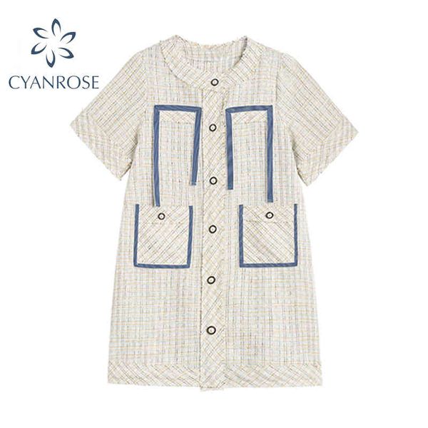 irregular pocket design women plaid dress summer new fashion o neck short sleeve button female casual straight mini dresses 210417, Black;gray
irregular pocket design women plaid dress summer new fashion o neck short sleeve button female casual straight mini dresses 210417, Black;gray