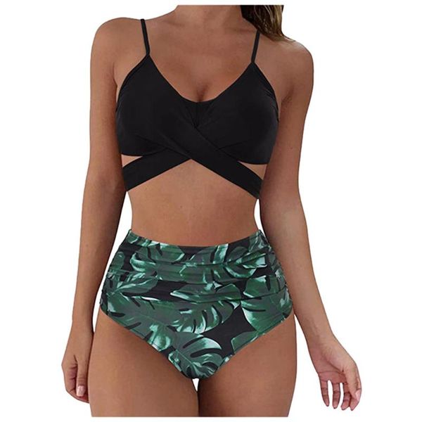 women's swimwear high waist bikini leopard swimsuit women 2021 floral print neck pushup snake bathing suitcd, White;black
women's swimwear high waist bikini leopard swimsuit women 2021 floral print neck pushup snake bathing suitcd, White;black