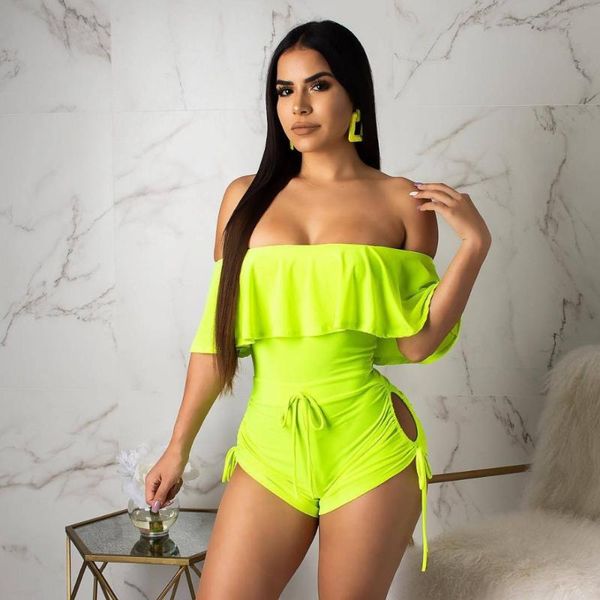 women's jumpsuits & rompers 2021 summer solid color ruffles plested slash neck bandage women playsuits slim, Black;white
women's jumpsuits & rompers 2021 summer solid color ruffles plested slash neck bandage women playsuits slim, Black;white