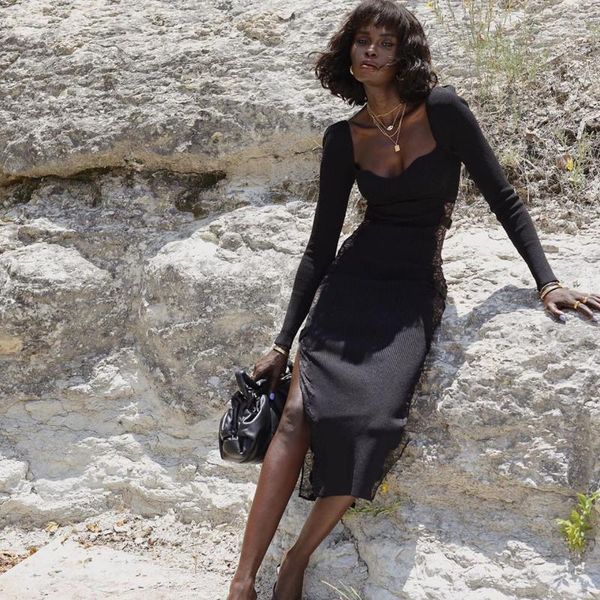 casual dresses chic lace splicing design side square collar celebrity party bandage long dress, Black;gray
casual dresses chic lace splicing design side square collar celebrity party bandage long dress, Black;gray