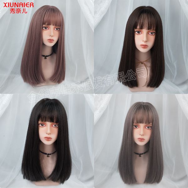 women's fashion net red black natural wig long straight air bangs temperament full headgear
women's fashion net red black natural wig long straight air bangs temperament full headgear