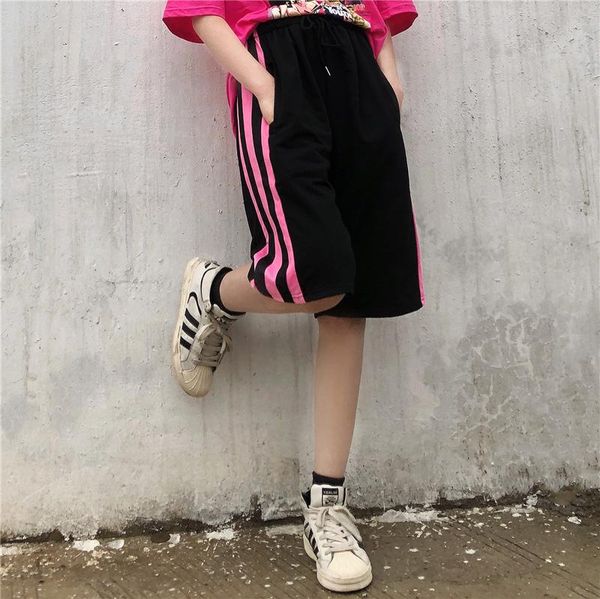women's shorts vintage summer women stitching striped black harajuku fashion men and jogging cycling sports, White;black
women's shorts vintage summer women stitching striped black harajuku fashion men and jogging cycling sports, White;black