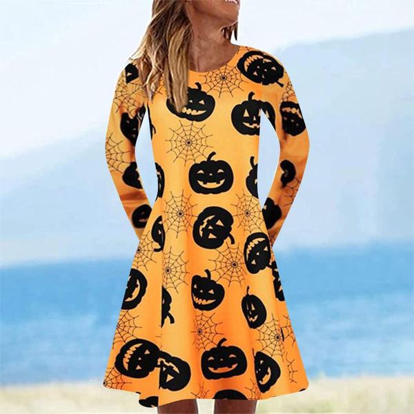 casual dresses women autumn halloween dress pumpkin printed long sleeve for o neck a-line shirt laides vestidos, Black;gray
casual dresses women autumn halloween dress pumpkin printed long sleeve for o neck a-line shirt laides vestidos, Black;gray