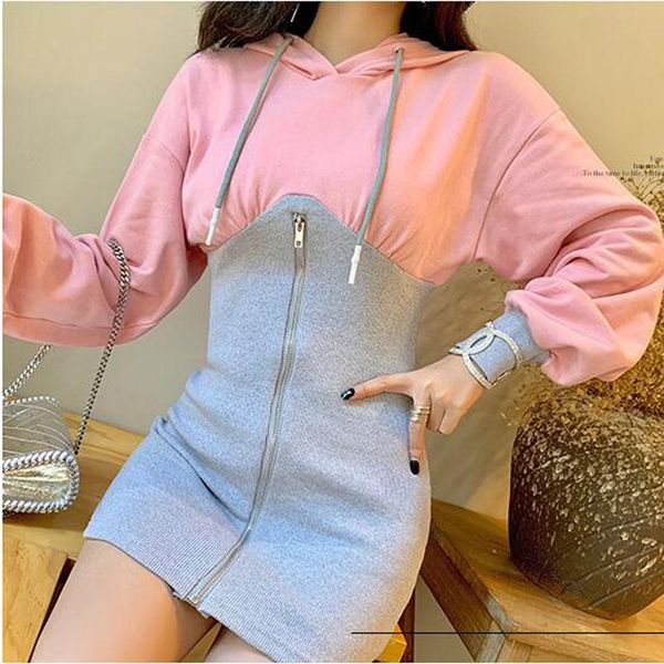 spring autumn dress women patchwork color long sleeve hooded zipper decoration dresses slim fit woman casual, Black;gray
spring autumn dress women patchwork color long sleeve hooded zipper decoration dresses slim fit woman casual, Black;gray