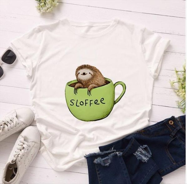 cute sloth print short sleeve womens t shirts o neck loose ladies fashion tee clothes mujer, White
cute sloth print short sleeve womens t shirts o neck loose ladies fashion tee clothes mujer, White