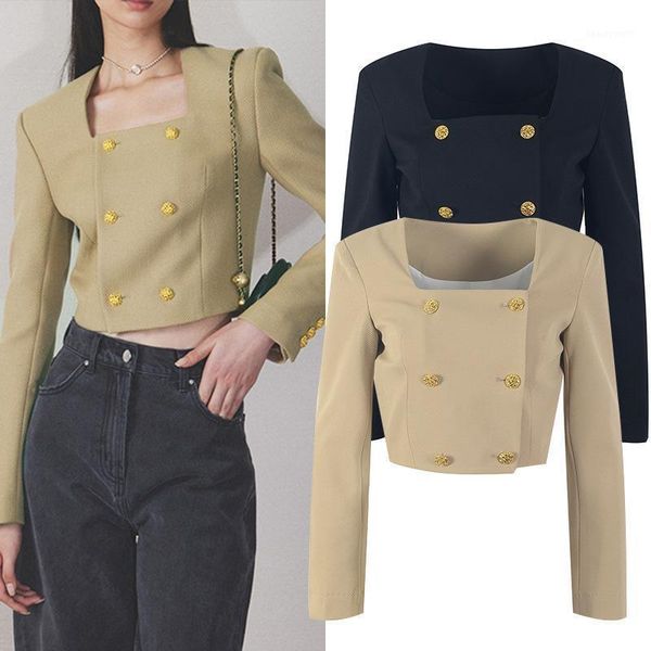 women's suits & blazers fashion women vintage square collar outerwear long sleeve brand design elegant double breasted buttons korean, White;black
women's suits & blazers fashion women vintage square collar outerwear long sleeve brand design elegant double breasted buttons korean, White;black