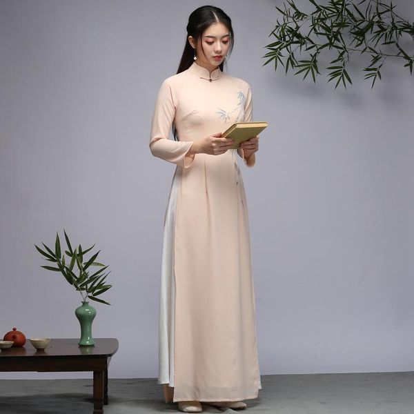 woman pink chiffon cheongsam hand-painted bamboo print chinese traditional long dress mandarin collar vintage qipao s-xxl casual dresses, Black;gray
woman pink chiffon cheongsam hand-painted bamboo print chinese traditional long dress mandarin collar vintage qipao s-xxl casual dresses, Black;gray
