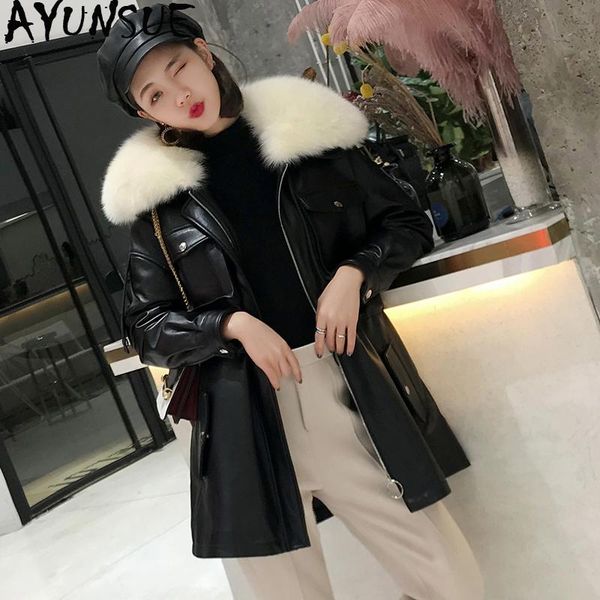 women's leather & faux ayunsue 100% real sheepskin coat female fur collar korean down jackets 2021 winter jacket women genuine my, Black
women's leather & faux ayunsue 100% real sheepskin coat female fur collar korean down jackets 2021 winter jacket women genuine my, Black