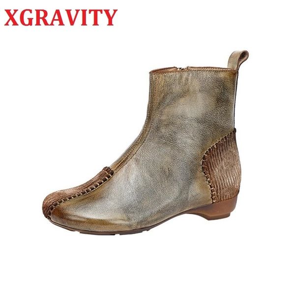 xgravity autumn winter original hand-made cow genuine leather boots women fashion round toe short heel boots zip woman shoe 210429, Black
xgravity autumn winter original hand-made cow genuine leather boots women fashion round toe short heel boots zip woman shoe 210429, Black