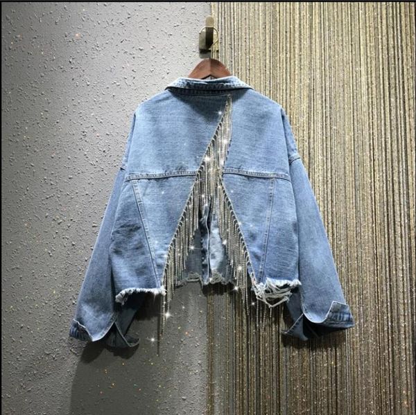 women's jackets boho denim jacket female diamonds beading tassels jeans coat back slit bomber loose short jean colete feminino, Black;brown
women's jackets boho denim jacket female diamonds beading tassels jeans coat back slit bomber loose short jean colete feminino, Black;brown