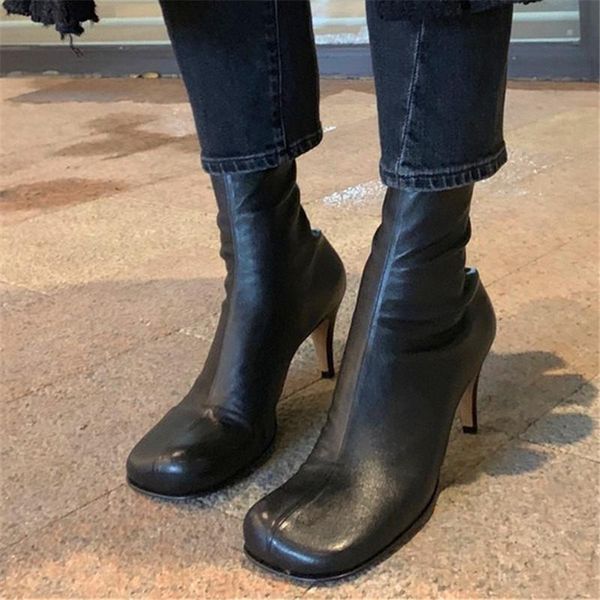 boots 2021 women ankle square toe high heel shoes woman genuine leather slim fit short booties autumn elastic botas mujer, Black
boots 2021 women ankle square toe high heel shoes woman genuine leather slim fit short booties autumn elastic botas mujer, Black