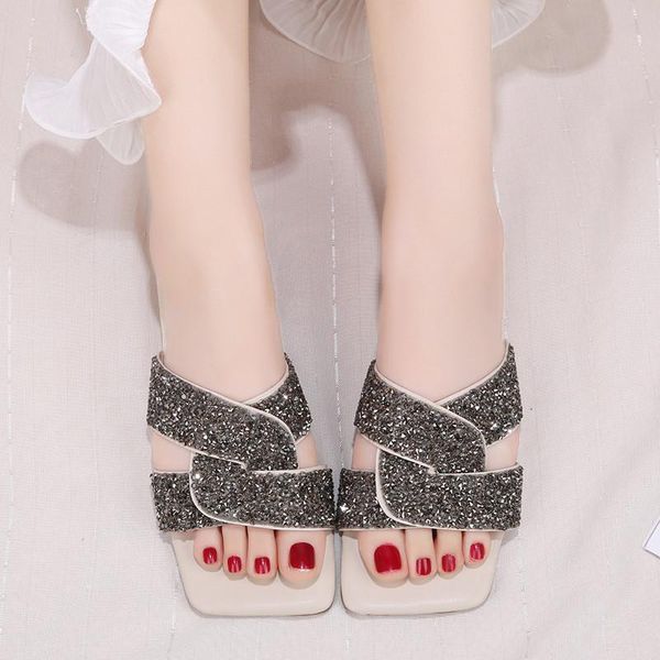 slippers women shoes flats summer fashion sequin decoration square toe slip on casual, Black
slippers women shoes flats summer fashion sequin decoration square toe slip on casual, Black