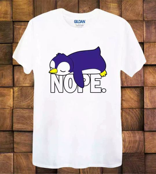 penguin t shirt lazy funny ideal gift present ladies / tee top, White;black 
penguin t shirt lazy funny ideal gift present ladies / tee top, White;black