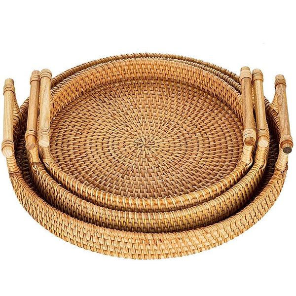 rattan dinner plate (three-piece set with handle) storage tray decorative board for organizers baskets
rattan dinner plate (three-piece set with handle) storage tray decorative board for organizers baskets