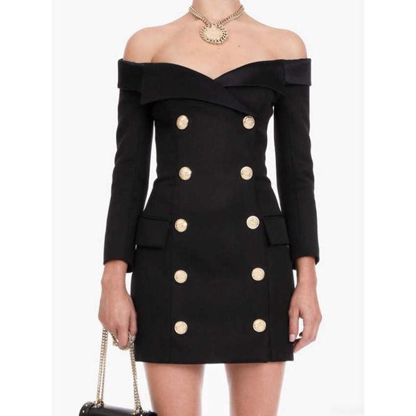 casual dresses shoulder off double breasted dress autumn women buttons d659, Black;gray
casual dresses shoulder off double breasted dress autumn women buttons d659, Black;gray