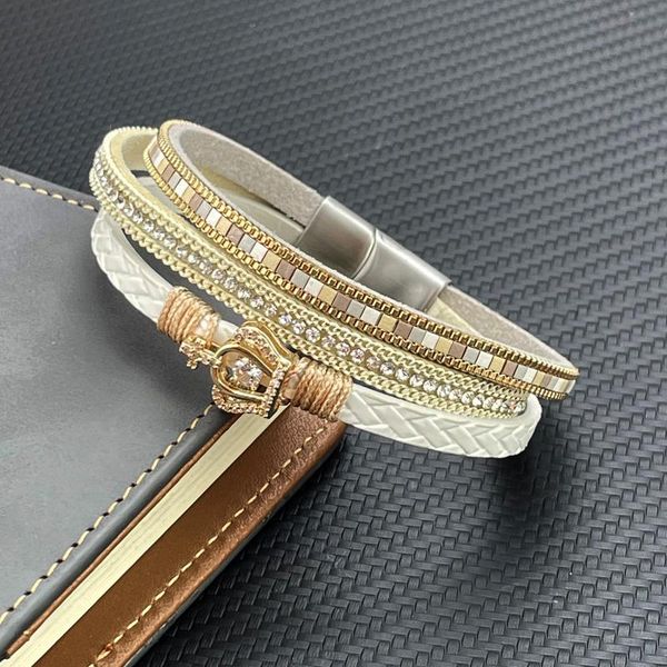 charm bracelets fashion women bracelet glamorous crown set zircon braided leather stainless steel magnetic clasp female jewelry gift, Golden;silver
charm bracelets fashion women bracelet glamorous crown set zircon braided leather stainless steel magnetic clasp female jewelry gift, Golden;silver