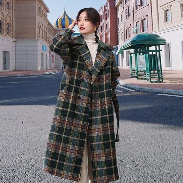 women's wool & blends coat women plaid jacket winter mid-long slim coats ladies thicken fashion casual elegant woolen outerwear female, Black
women's wool & blends coat women plaid jacket winter mid-long slim coats ladies thicken fashion casual elegant woolen outerwear female, Black