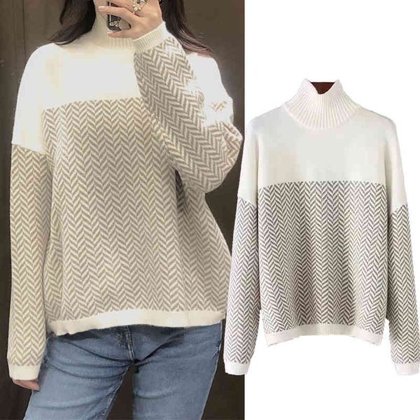 tank female autumn undulating contrast knitted turtleneck neck long sweater upper mesh, White
tank female autumn undulating contrast knitted turtleneck neck long sweater upper mesh, White